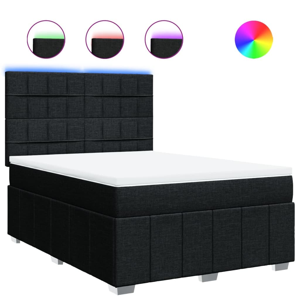 vidaXL Cama com molas/colchão 140x200 cm tecido preto