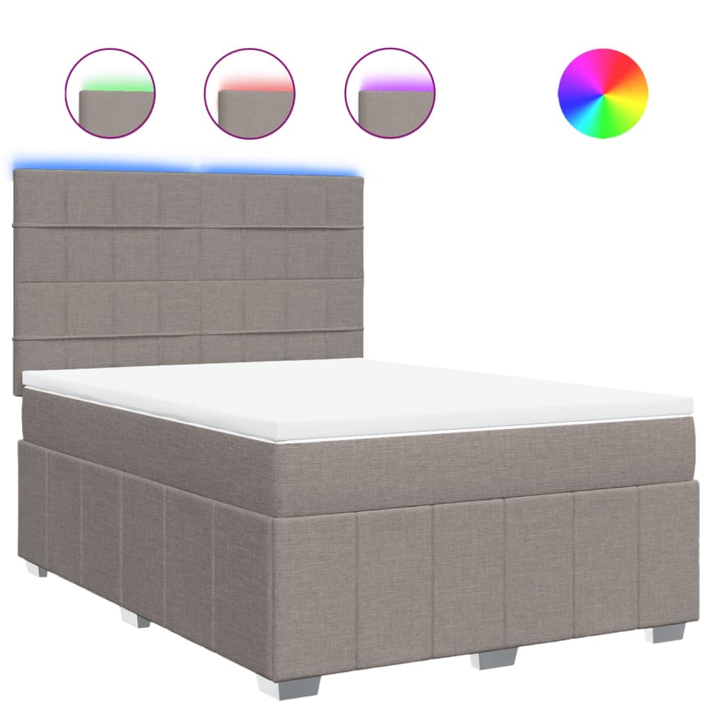 vidaXL Cama com Molas/colchão 140x200 cm Tecido Castanho-acinzentado - 2943585863