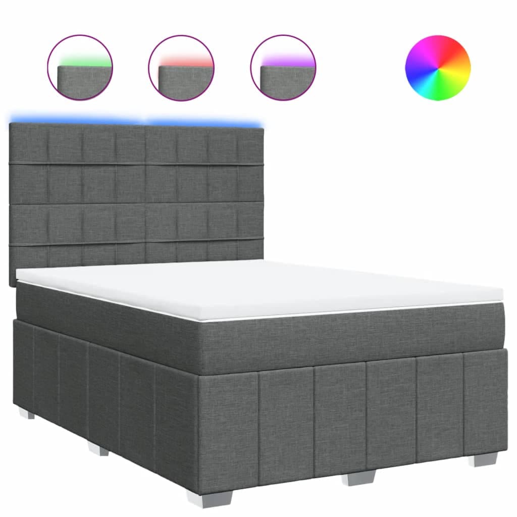 vidaXL Cama com Molas/colchão 160x200 cm Tecido Cinzento-escuro - 2934677557