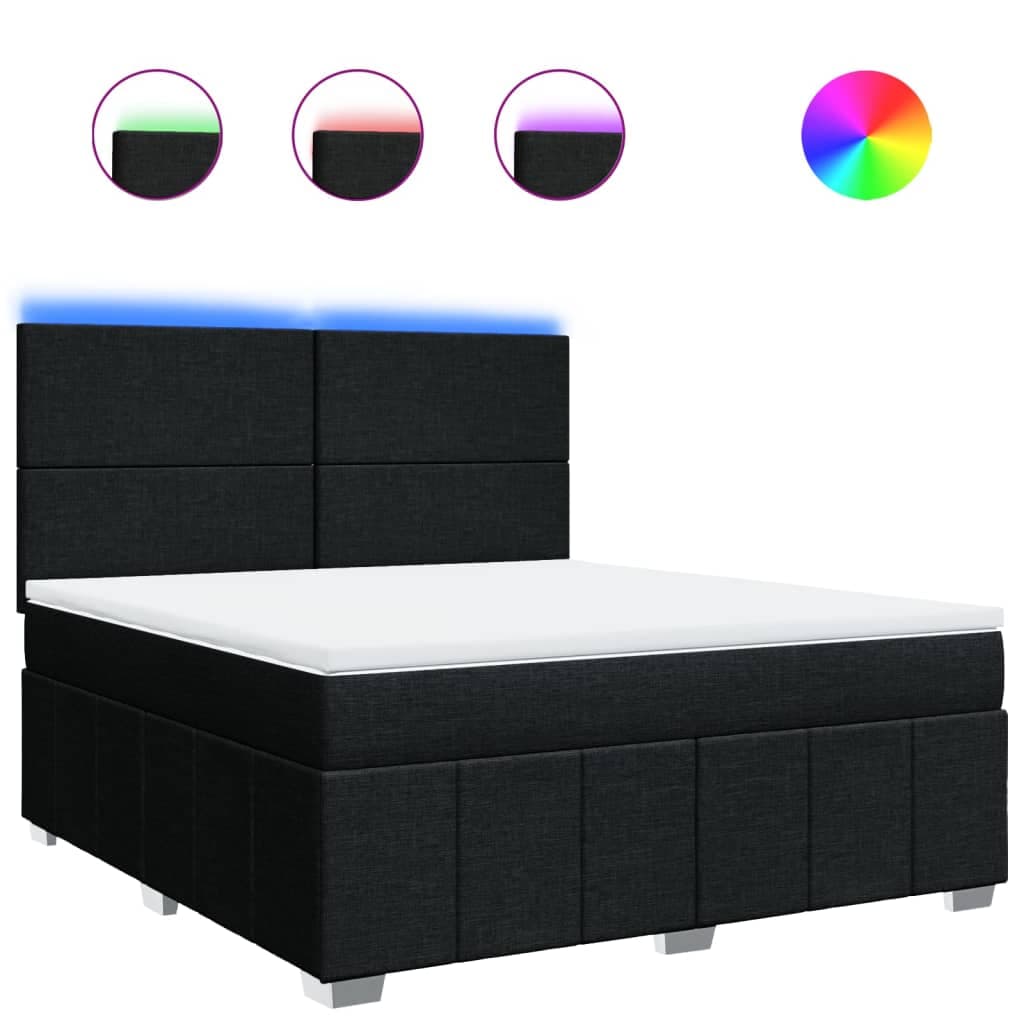 vidaXL Cama com molas/colchão 180x200 cm tecido preto