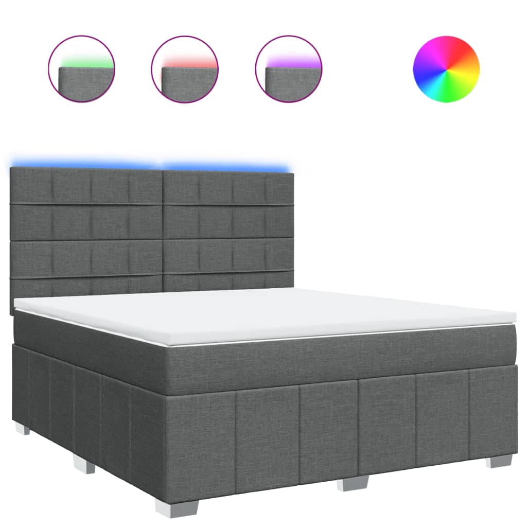 vidaXL Cama com molas/colchão 180x200 cm tecido cinzento-escuro