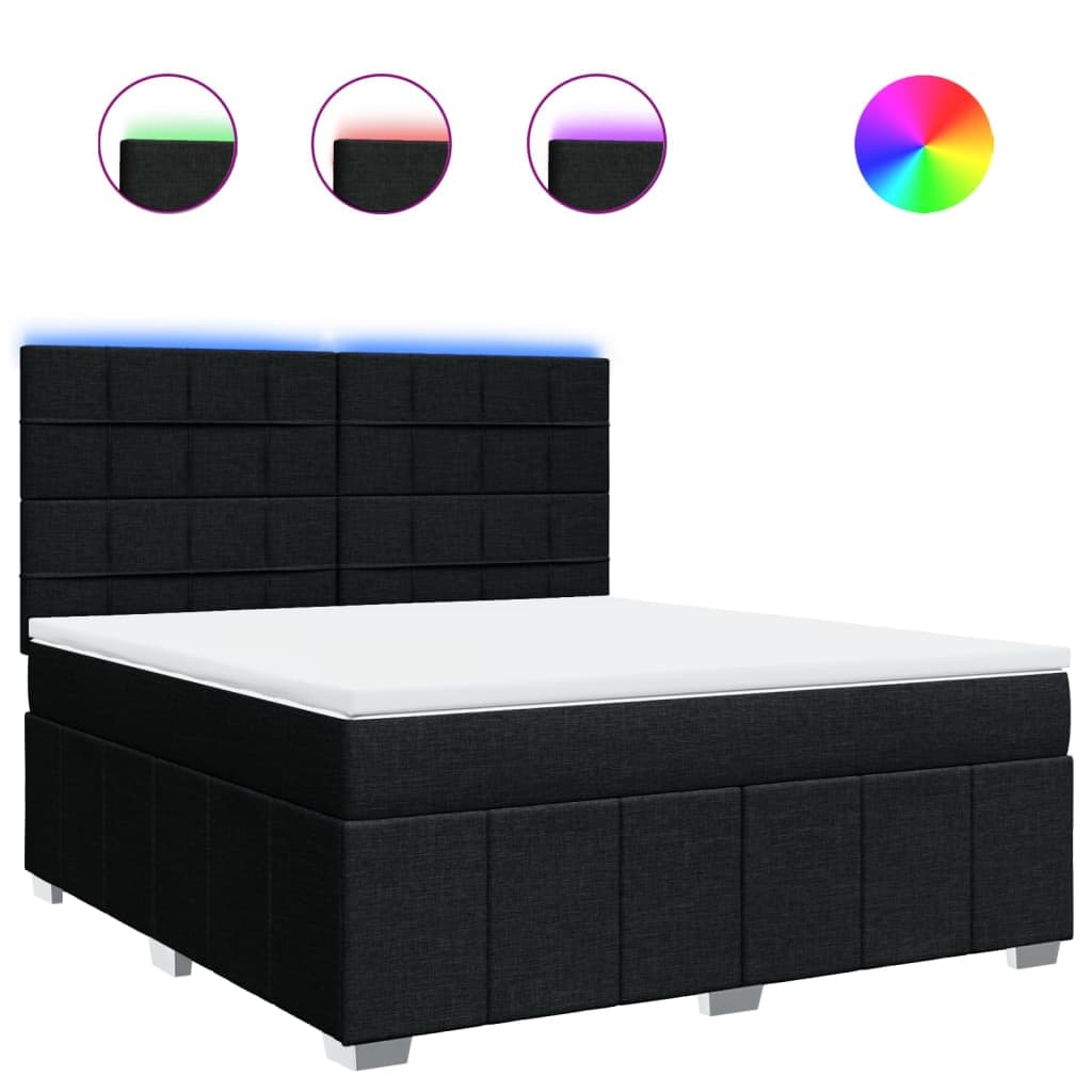 vidaXL Cama com molas/colchão 180x200 cm tecido preto