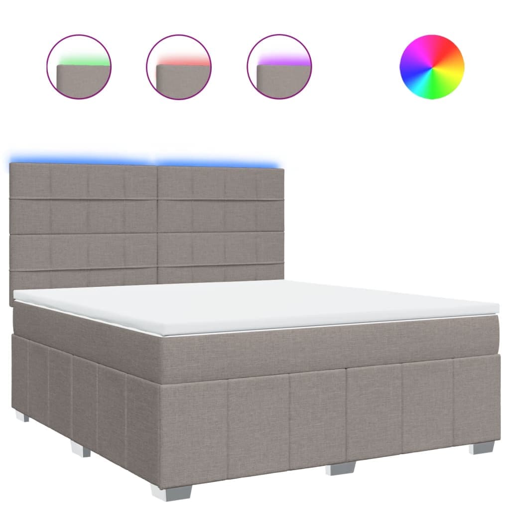 vidaXL Cama com molas/colchão 180x200 cm tecido castanho-acinzentado