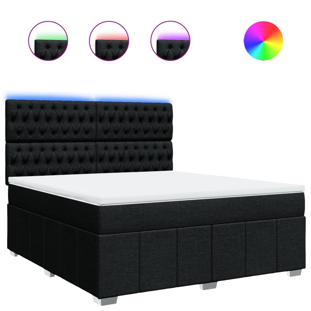 vidaXL Cama com Molas/colchão 180x200 cm Tecido Preto - 147428295