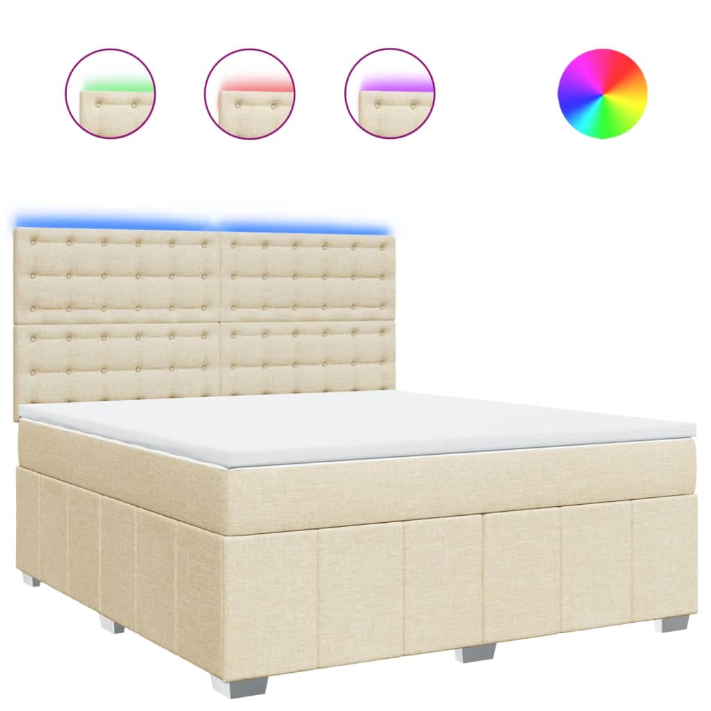 vidaXL Cama com Molas/colchão 180x200 cm Tecido Cor Creme - 602193924