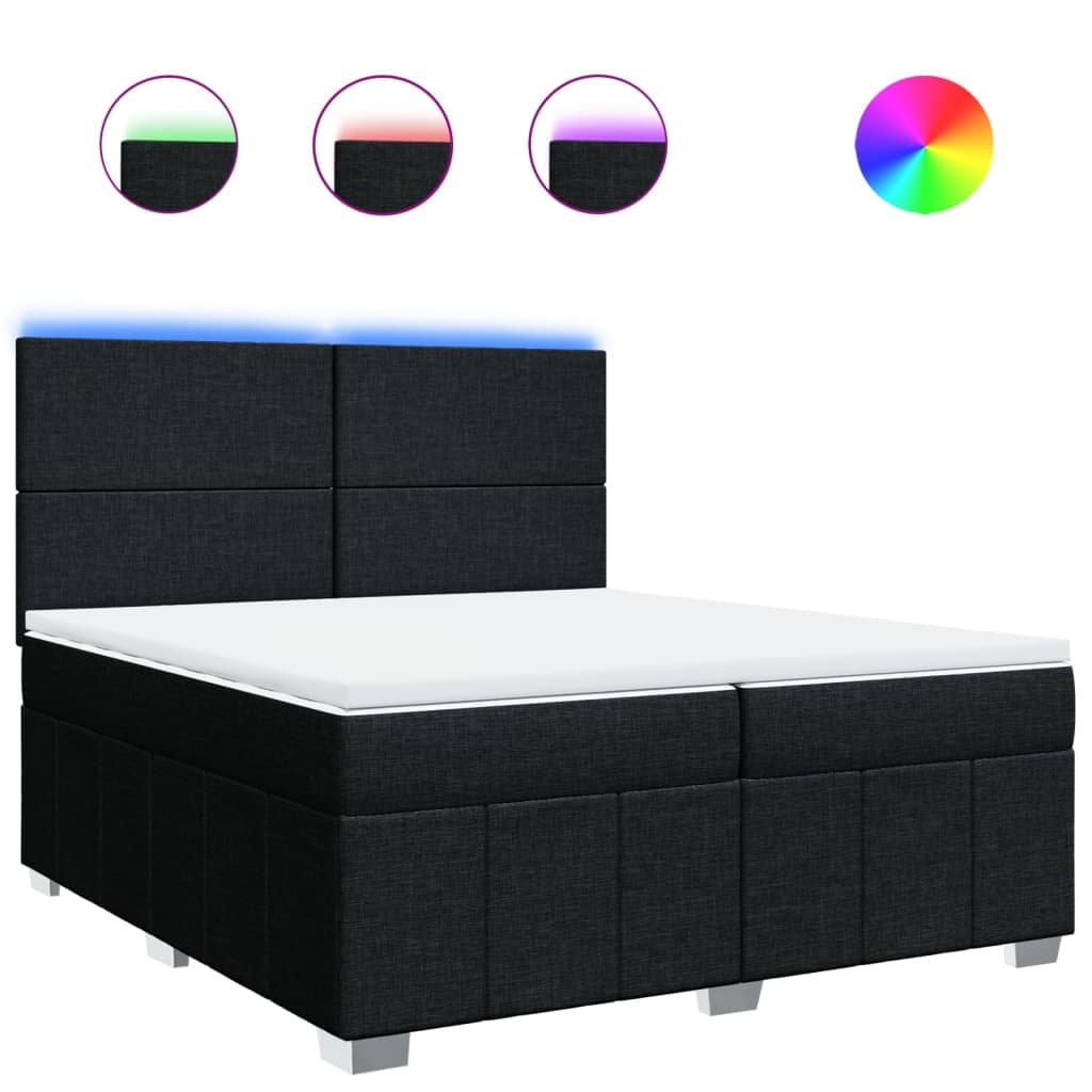 vidaXL Cama com molas/colchão 200x200 cm tecido preto