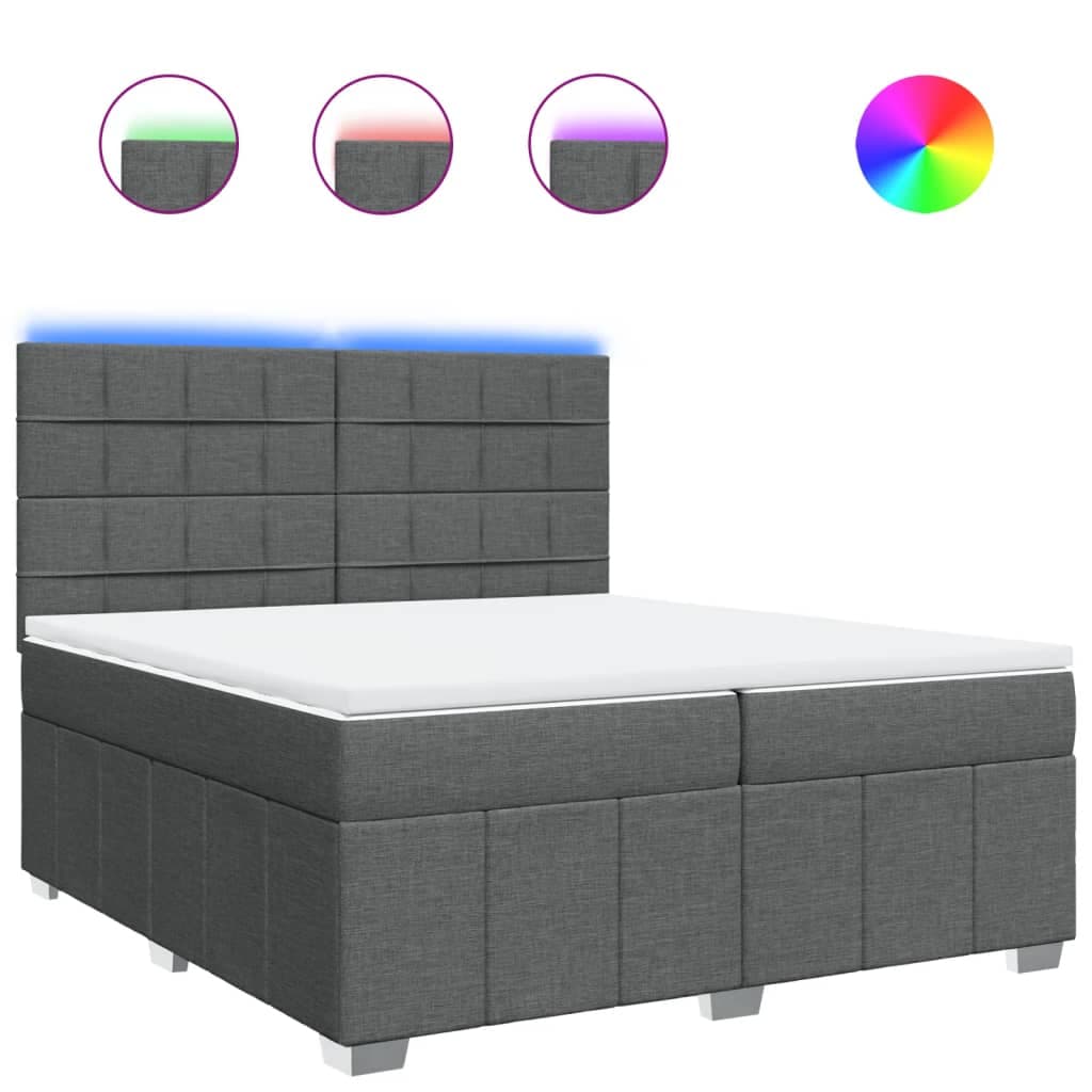 vidaXL Cama com Molas/colchão 200x200 cm Tecido Cinzento-escuro - 989851973