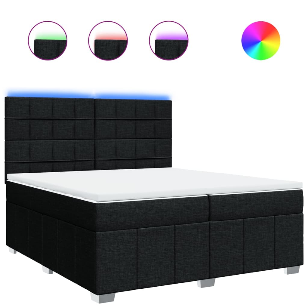 vidaXL Cama com molas/colchão 200x200 cm tecido preto