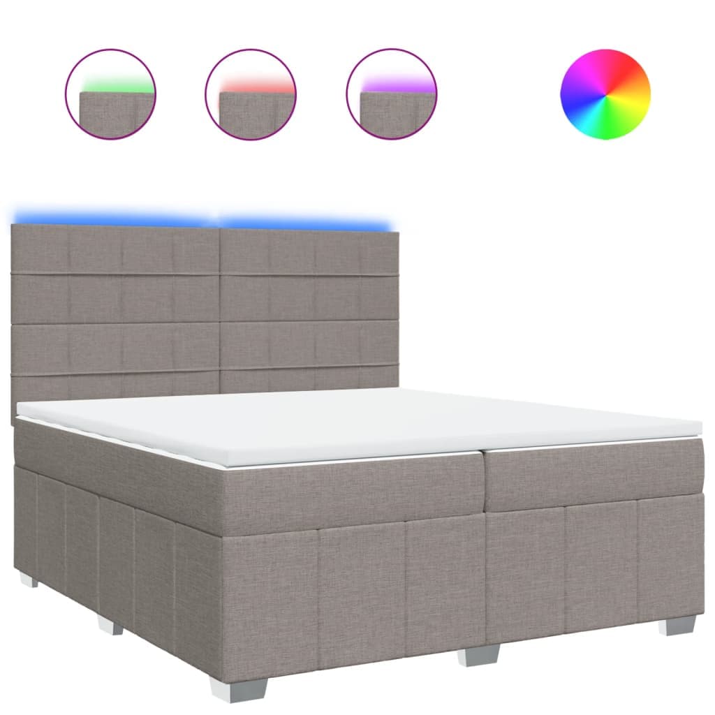 vidaXL Cama com Molas/colchão 200x200 cm Tecido Castanho-acinzentado - 2856381652