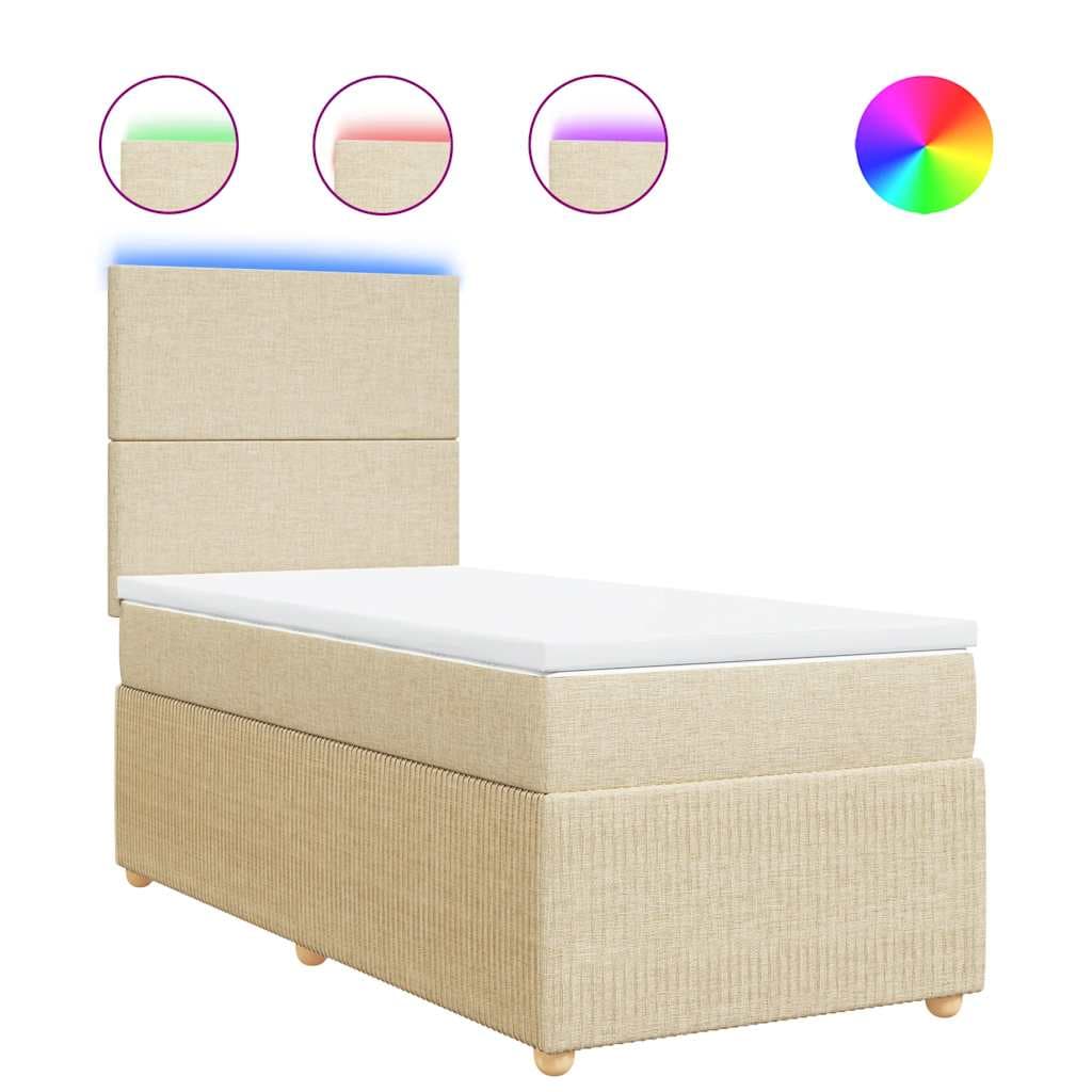vidaXL Cama com Molas/colchão 90x200 cm Tecido Cor Crème - 705745081