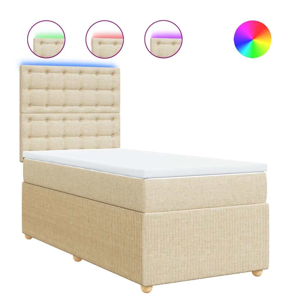vidaXL Cama com Molas/colchão 90x200 cm Tecido Cor Crème - 3975506606