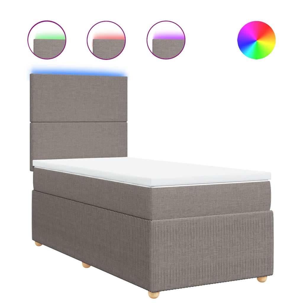 vidaXL Cama com molas/colchão 100x200 cm tecido cinza-acastanhado