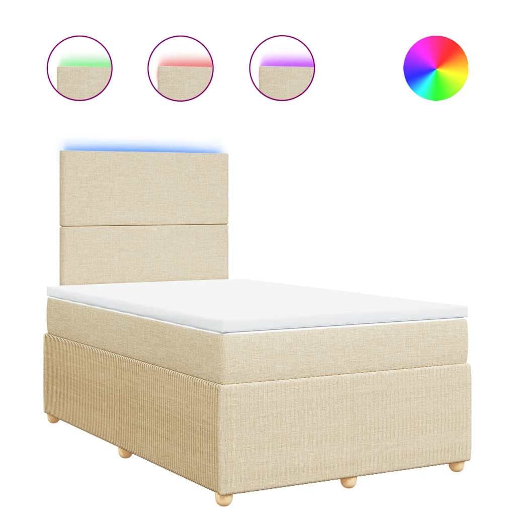 vidaXL Cama Boxspring com Colchão 120x190 cm Tecido Cor Creme - 3616734250