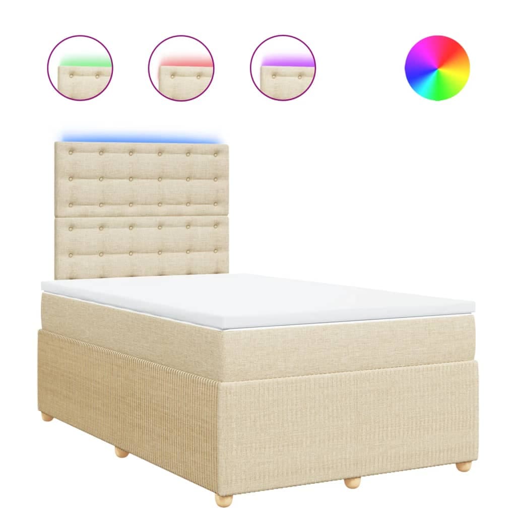 vidaXL Cama boxspring com colchão 120x190 cm tecido cor creme