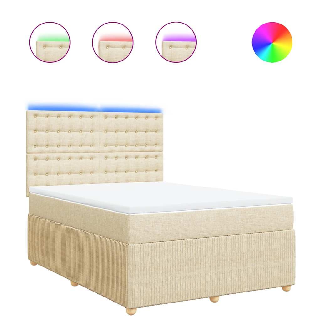 vidaXL Cama com Molas/colchão 140x190 cm Tecido Cor Creme - 3520784937