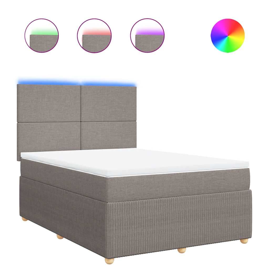 vidaXL Cama com Molas/colchão 140x200 cm Tecido Castanho-acinzentado - 951668508