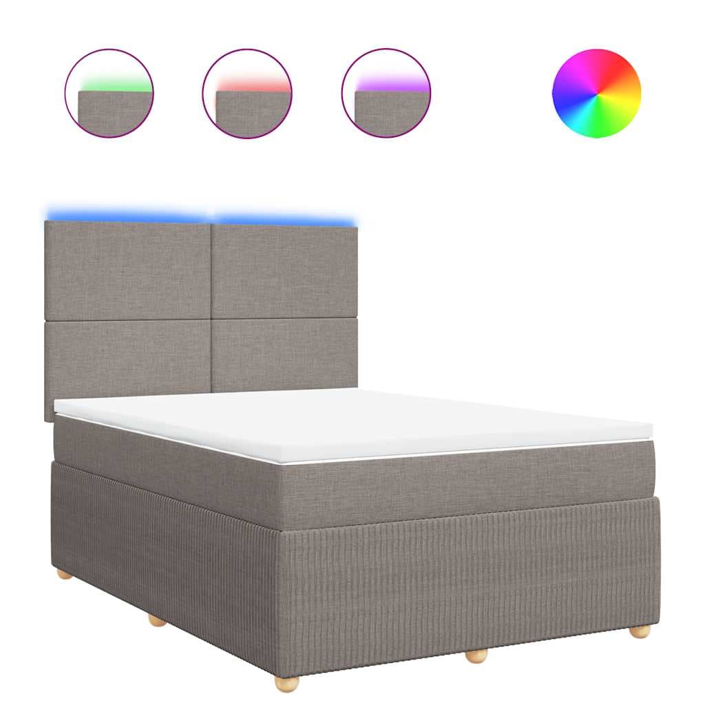 vidaXL Cama com Molas/colchão 160x200 cm Tecido Castanho-acinzentado - 2629414514