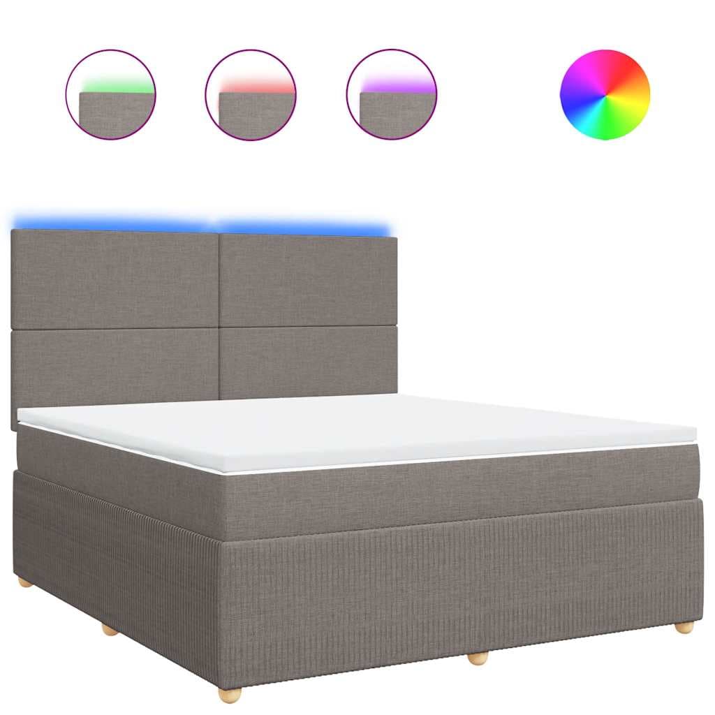 vidaXL Cama com molas/colchão 180x200 cm tecido castanho-acinzentado