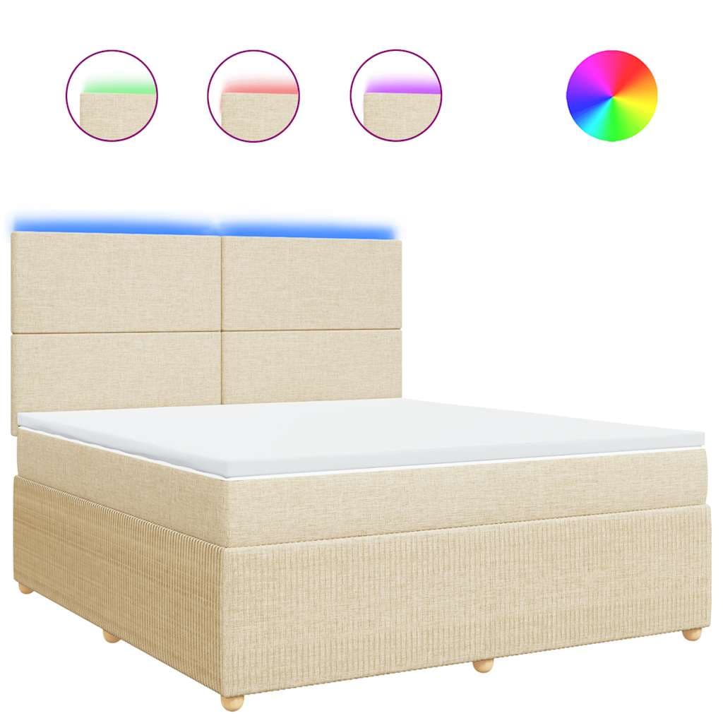vidaXL Cama com Molas/colchão 180x200 cm Tecido Cor Creme - 703621138
