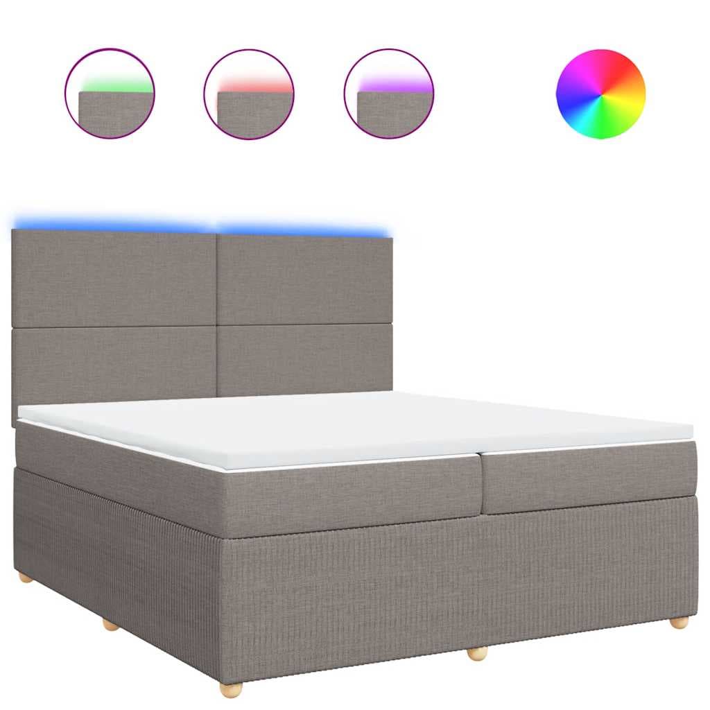 vidaXL Cama com Molas/colchão 200x200 cm Tecido Castanho-acinzentado - 3448688109