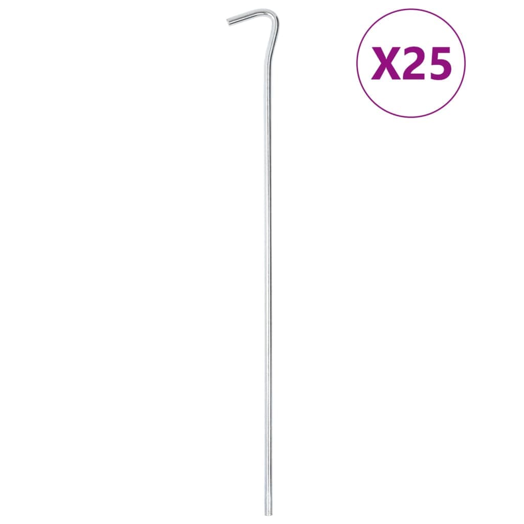 vidaXL Estacas para tenda 25 pcs 30 cm Ø7 mm aço galvanizado