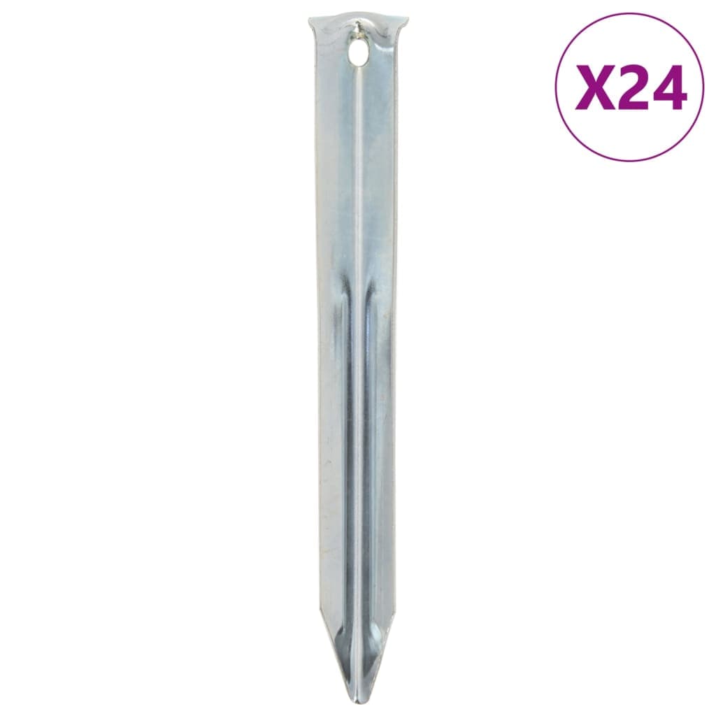 vidaXL Estacas para tenda 24 pcs 17 cm Ø20 mm aço galvanizado