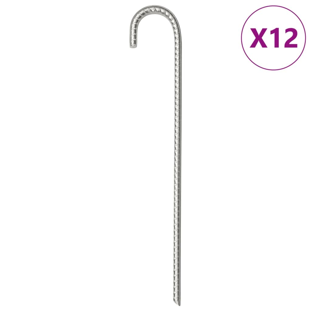 vidaXL Estacas para tenda 12 pcs 37 cm Ø10 mm aço galvanizado