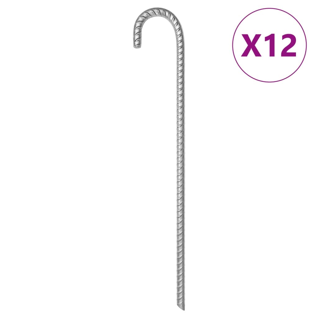 vidaXL Estacas para tenda 12 pcs 41,5 cm Ø12 mm aço galvanizado