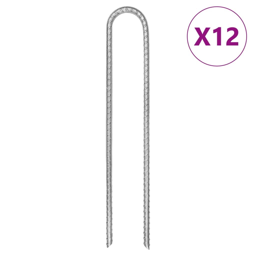 vidaXL Estacas p/ tenda 12 pcs forma de U 30 cm Ø7 mm aço galvanizado