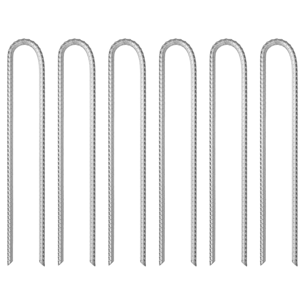 vidaXL Estacas p/ tenda 6 pcs forma de U 37 cm Ø10 mm aço galvanizado