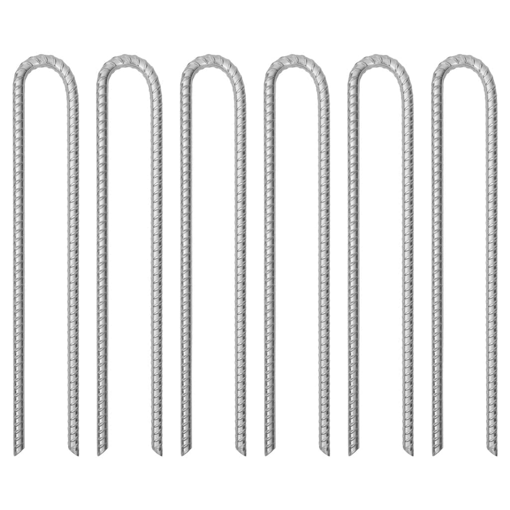 vidaXL Estacas p/ tenda 6 pcs forma de U 41,5 cm Ø12mm aço galvanizado
