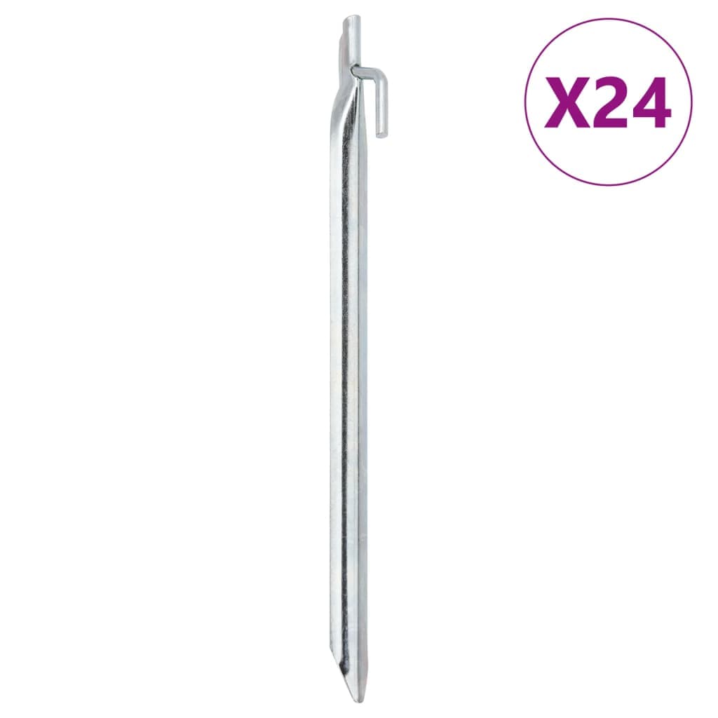 vidaXL Estacas p/ tenda 24 pcs forma de V 29,5cm Ø20mm aço galvanizado