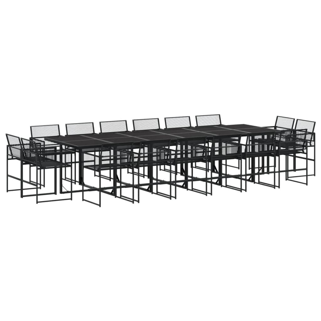 vidaXL 17 pcs conjunto de jantar p/ jardim vime PE preto