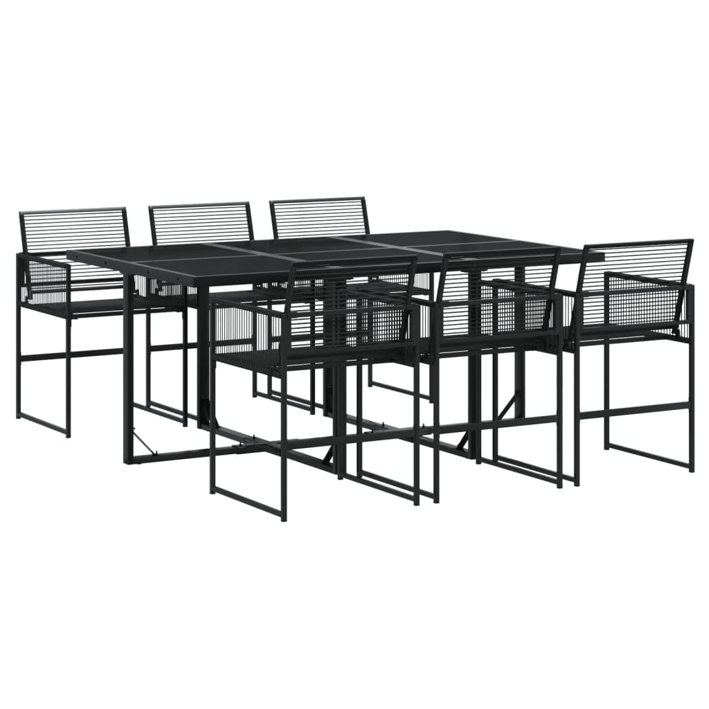 vidaXL 7 Peças Conjunto de Jantar para Jardim Vime Pe Preto - 970053746