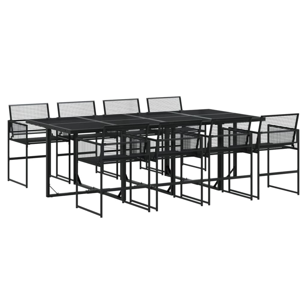 vidaXL 9 Peças Conjunto de Jantar para Jardim Vime Pe Preto - 1494634903