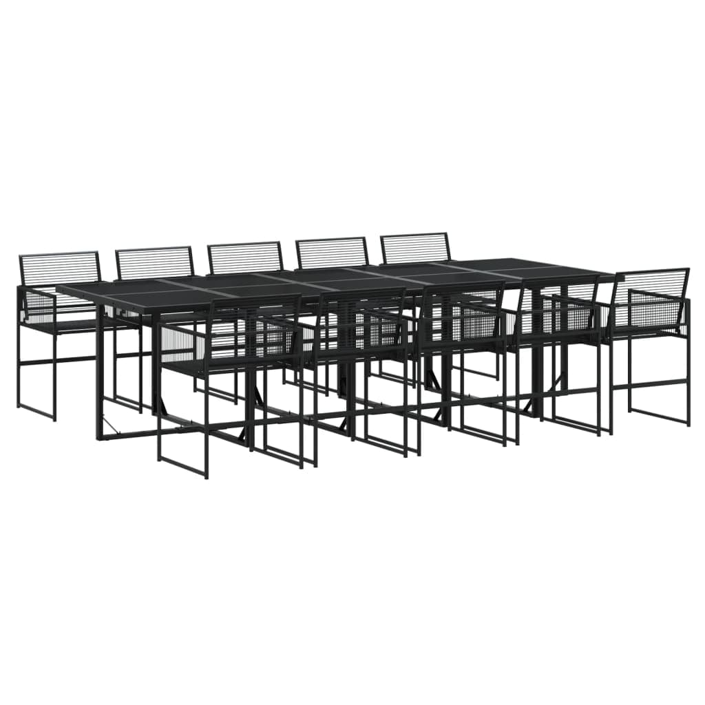 vidaXL 11 Peças Conjunto de Jantar para Jardim Vime Pe Preto - 772890881