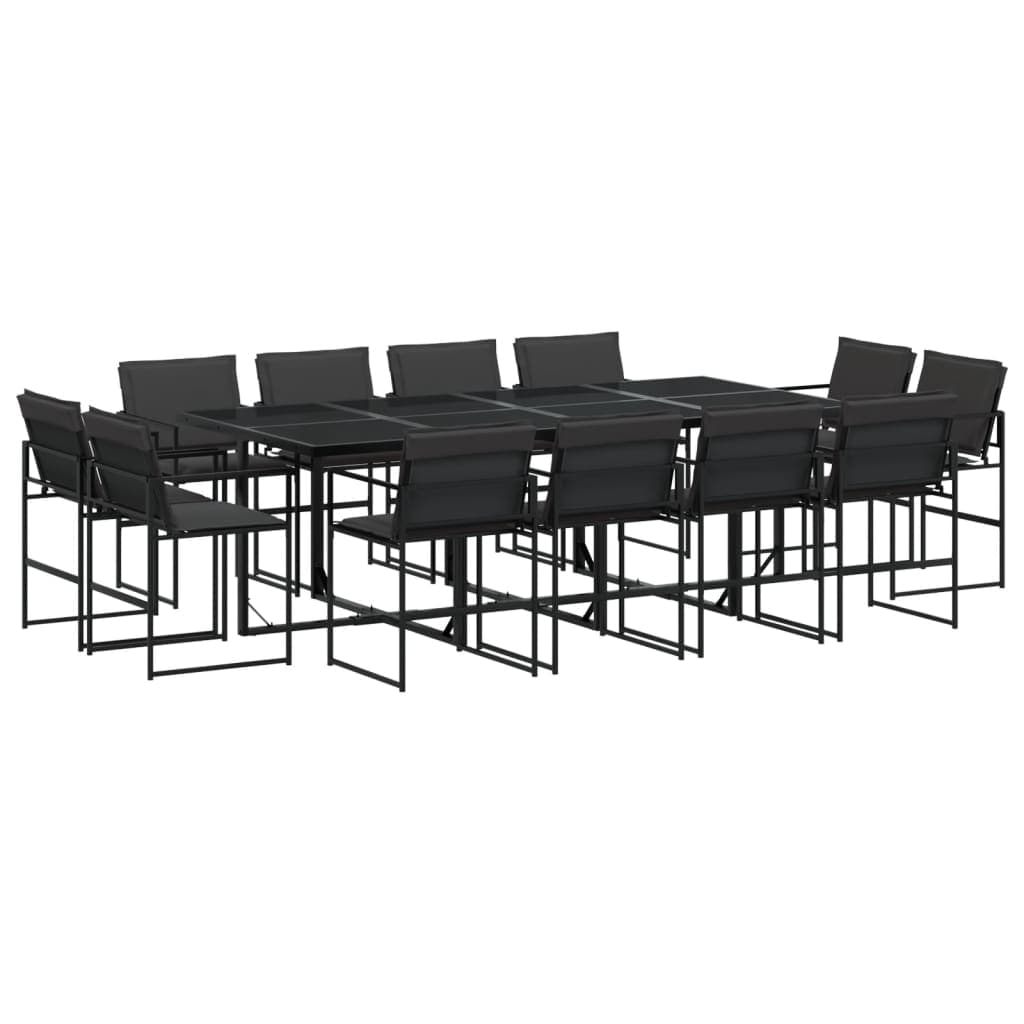 vidaXL 13 pcs conj. de jantar p/ jardim c/ almofadões textilene preto