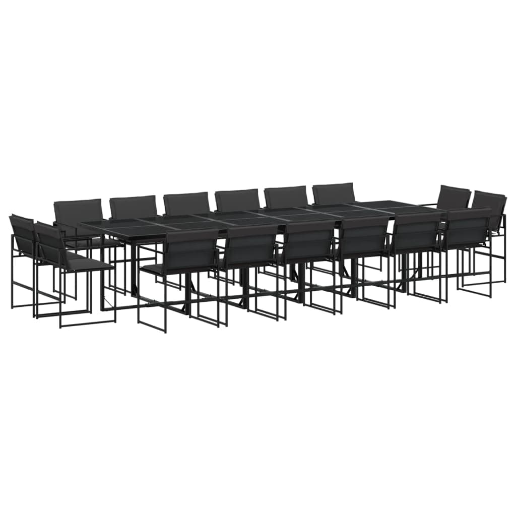 vidaXL 17 Peças Conj. de Jantar para Jardim com Almofadões Textilene Preto - 45502198