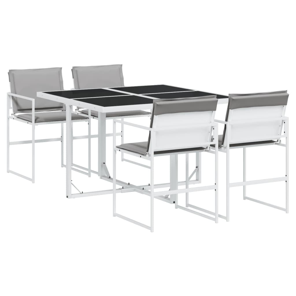 vidaXL 5 Peças Conjunto de Jantar para Jardim com Almofadões Textilene Branco - 3798181864