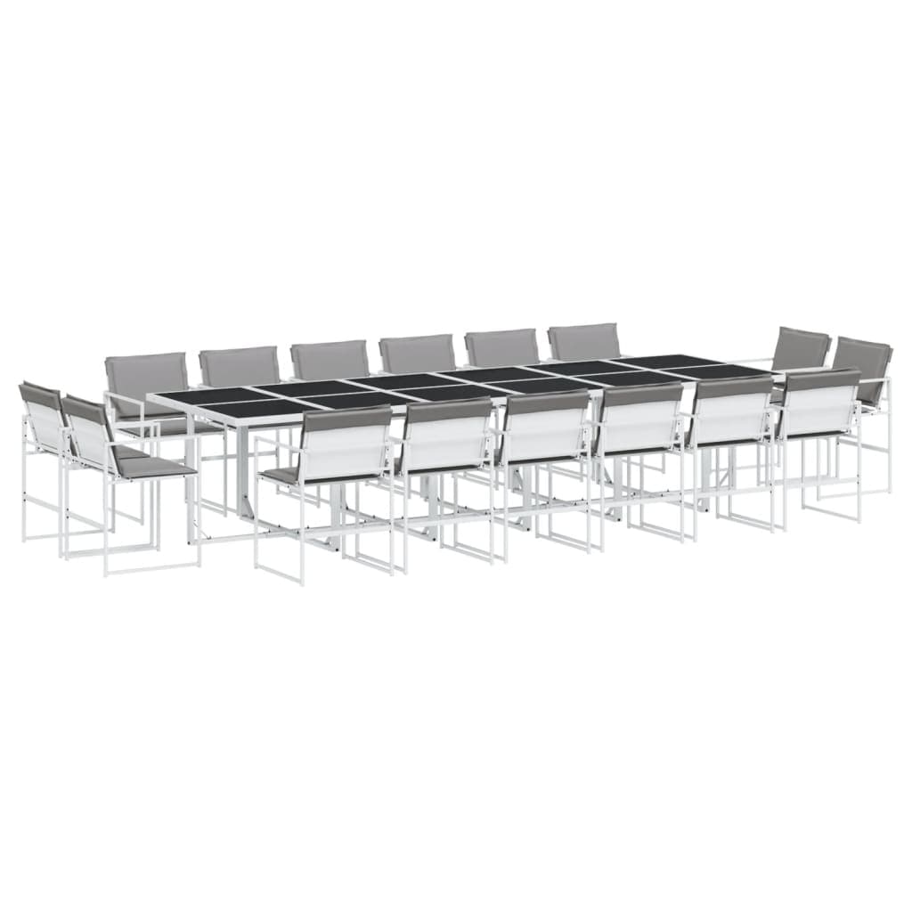 vidaXL 17 Peças Conj. de Jantar para Jardim com Almofadões Textilene Branco - 1808239416