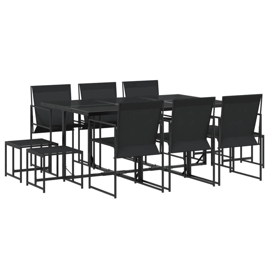 vidaXL 11 pcs conjunto de jantar para jardim textilene preto