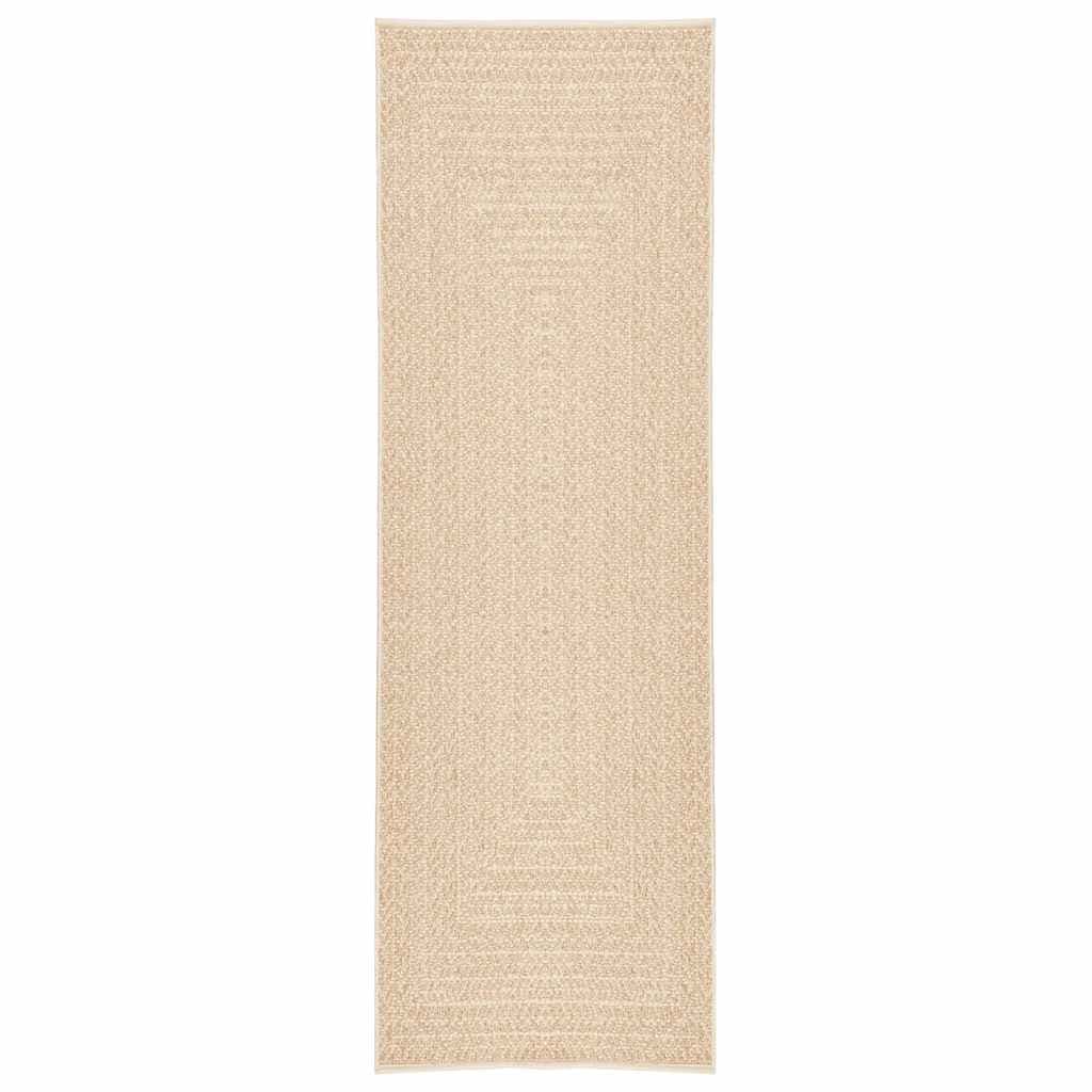 Tapete vidaXL Zizur Bege 80x250 cm Aspeto de Juta Interior e Exterior - 253998114