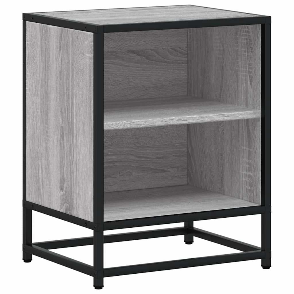 vidaXL Mesa de Cabeceira Sonoma 40x31x50 cm Madeira e Metal Cinzento - 4105782786
