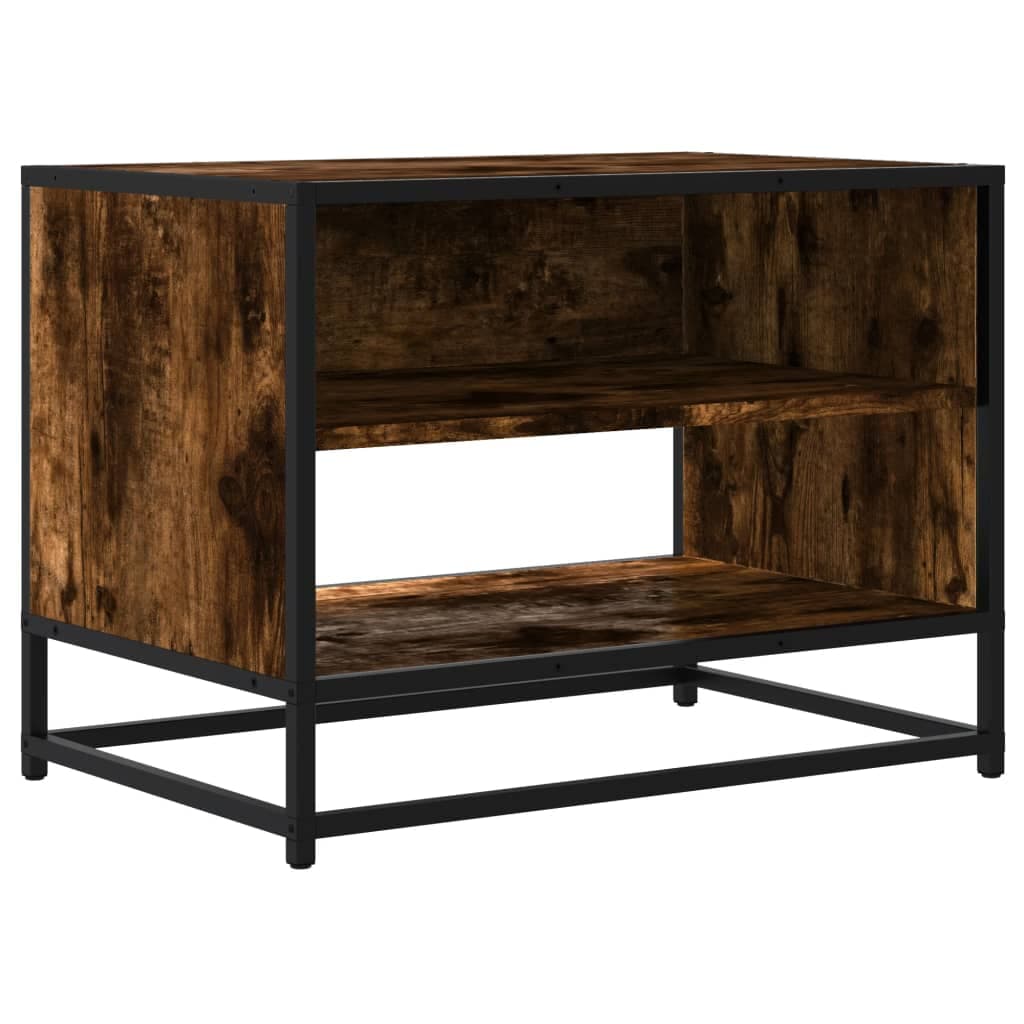 vidaXL Móvel de TV 61x40x46 cm Derivados Madeira/metal Carvalho Fumado - 810635054