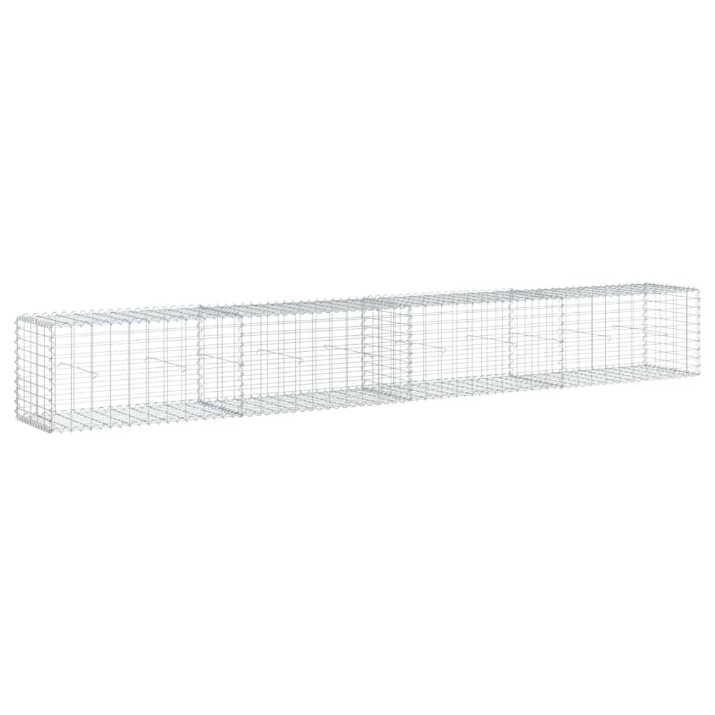 vidaXL Cesto gabião com cobertura 400x50x50 cm ferro galvanizado