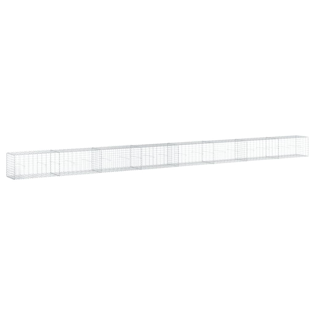 vidaXL Cesto gabião com cobertura 800x50x50 cm ferro galvanizado
