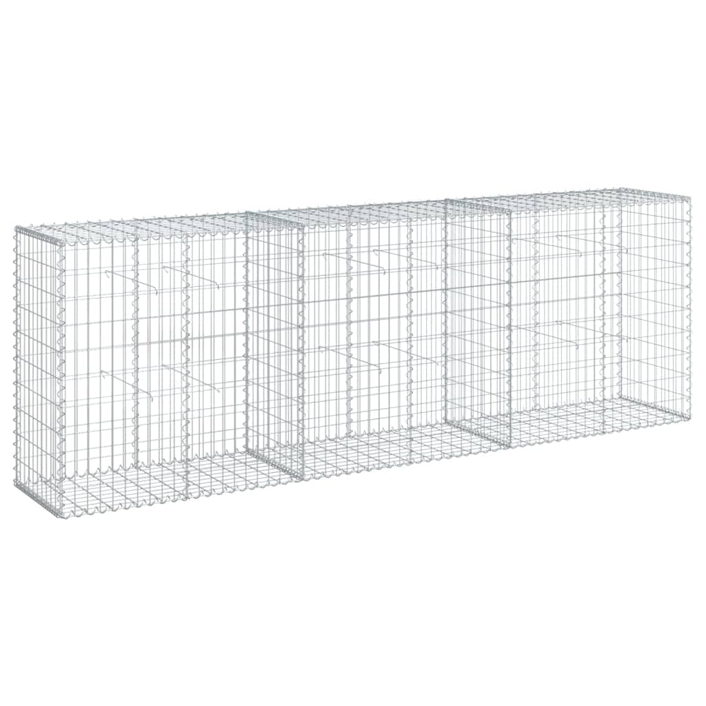 VidaXL Cesto gabião com cobertura 300x50x100 cm ferro galvanizado