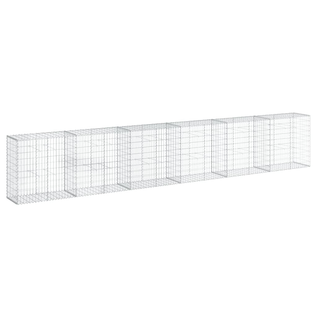 vidaXL Cesto gabião com cobertura 600x50x100 cm ferro galvanizado