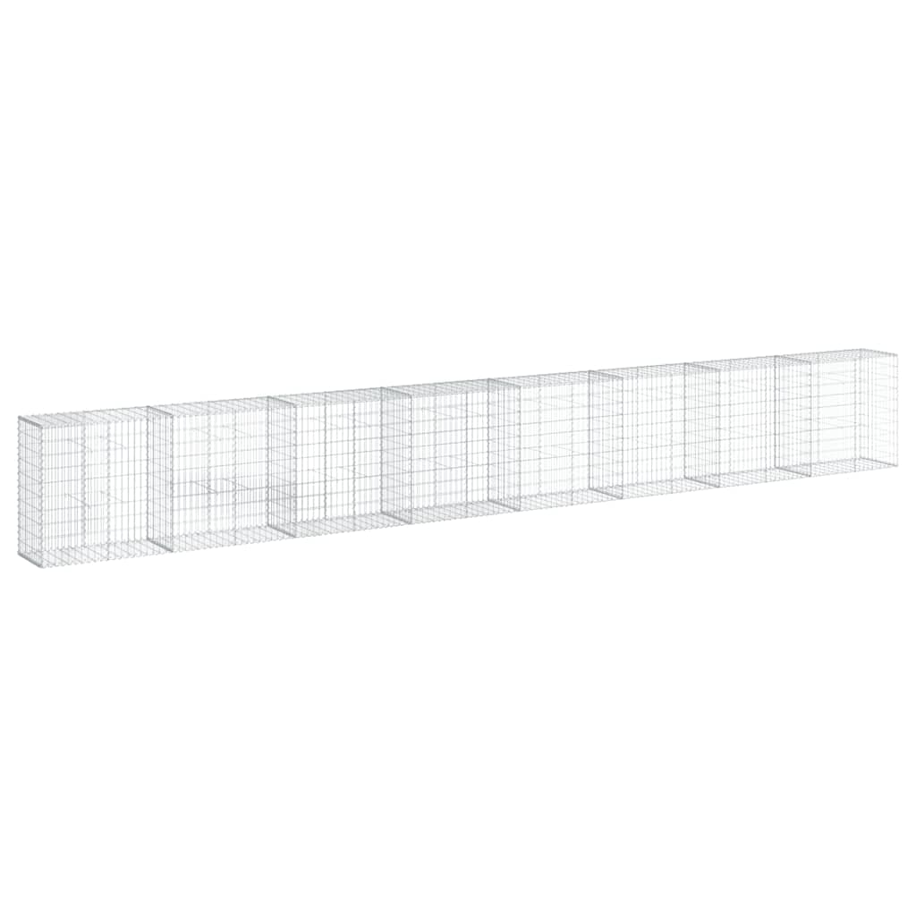 vidaXL Cesto gabião com cobertura 800x50x100 cm ferro galvanizado