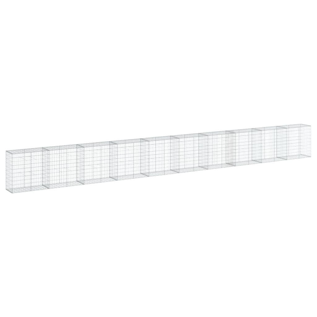 vidaXL Cesto gabião com cobertura 1000x50x100 cm ferro galvanizado